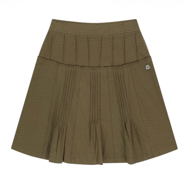 코이세이오 플라워 핀턱 스커트 브라운