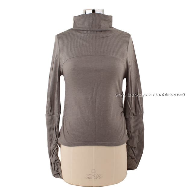 O.S.T 그레이 골지 셔링 앙고라 니트T