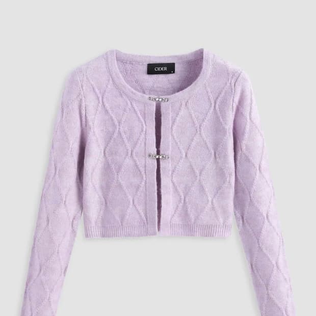 샵사이다 솔리드 케이블 니트 크롭 가디건 M