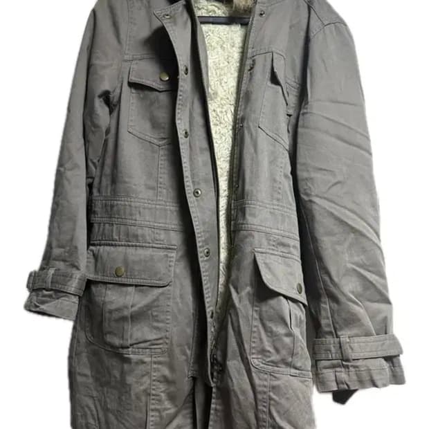 빈티지 카키 퍼후드 야상