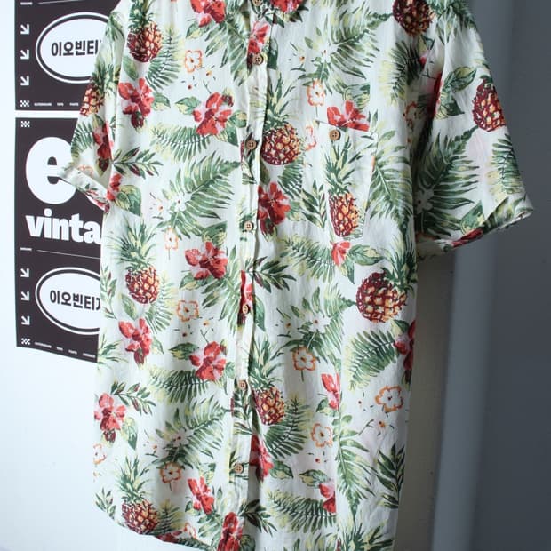 (L-XL) 브랜드빈티지 반팔 카라 티셔츠 셔츠 남방-H35954