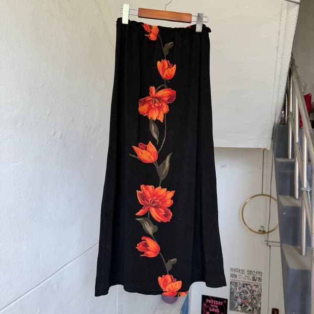 플라워패턴 y2k 롱 비스코스 스커트
