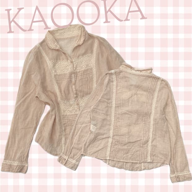 🍑피치맛 레이스 코튼 블라우스🍑양산형 모리걸 그런지 에스닉 핑크 