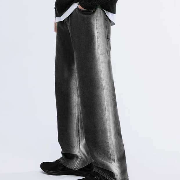 트릴리온 사이드워싱 와이드 데님 팬츠
