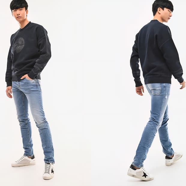 스톤아일랜드 투톤 테리 빅 로고 맨투맨 L  (100-105)