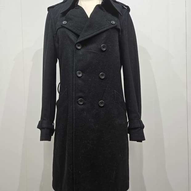 토네이도 마트 블랙 더블 버튼 롱 코트