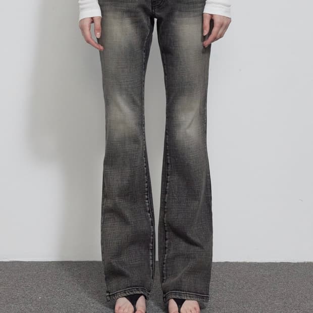 LOW RISE BOOTS CUT PANTS, GRAY