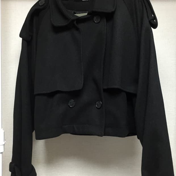 빈티지 투버튼 숏 코트 블랙