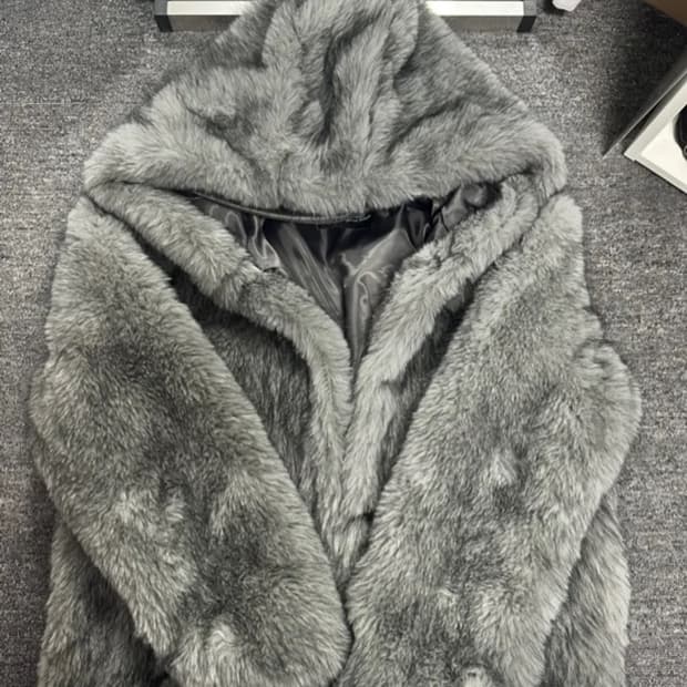 애즈온KOA HOOD FUR JACKET / GRAY