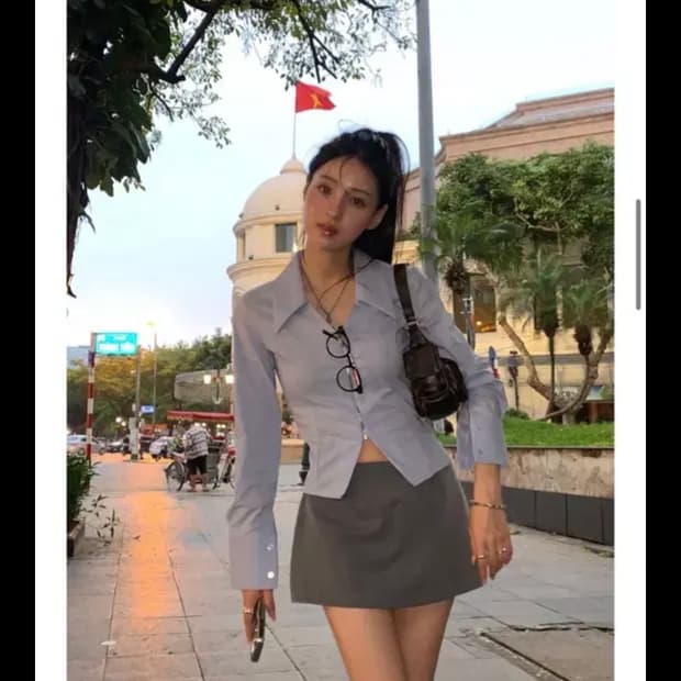 카키포인트 집업 셔츠 블루 s