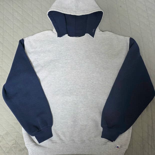 [XL] 90s 빈티지 러셀 애슬레틱 투톤 후드티 그레이/네이비