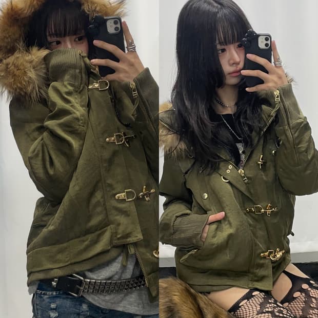 🎸카키 퍼 패딩🎸