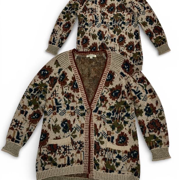 써스데이 아일랜드 패턴 니트 가디건 90