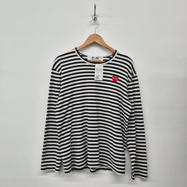 꼼데가르송 스트라이프 긴팔티셔츠 남성 XL