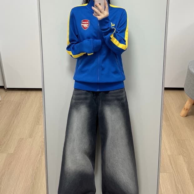 나이키 아스날 블루 옐로우 트랙탑 져지