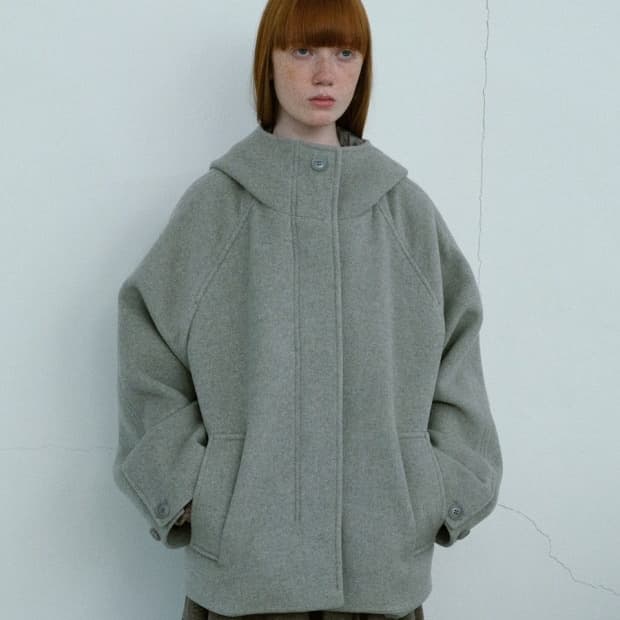 타입서비스 후디드 하프코트 그레이 (모카착용)