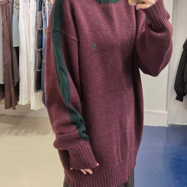 1980s PRL 폴로 랄프로렌 셔틀랜드 울 투톤 니트