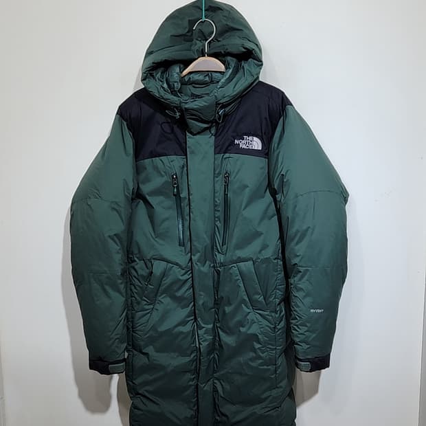 (L) 노스페이스 거위털 롱패딩 점퍼 카키 투톤 구스다운 패딩코트 