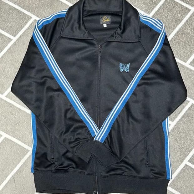 급처 S) Needles 니들스 검파 블랙 블루 트랙 자켓 져지 집업