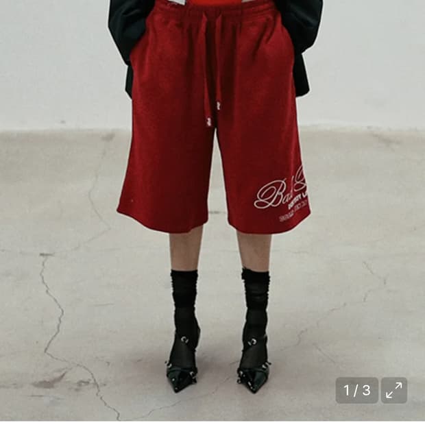 배드블러드 로고 버뮤다팬츠 레드