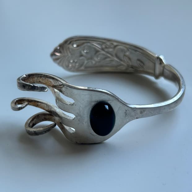 빈티지 오닉스 포크 뱅글 L