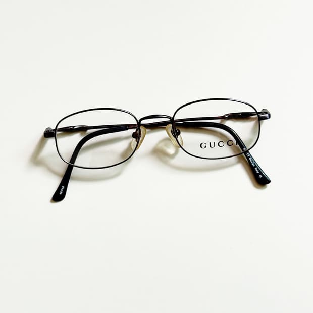 90s GUCCI 블루 메탈 슬림 오벌 빈티지 안경