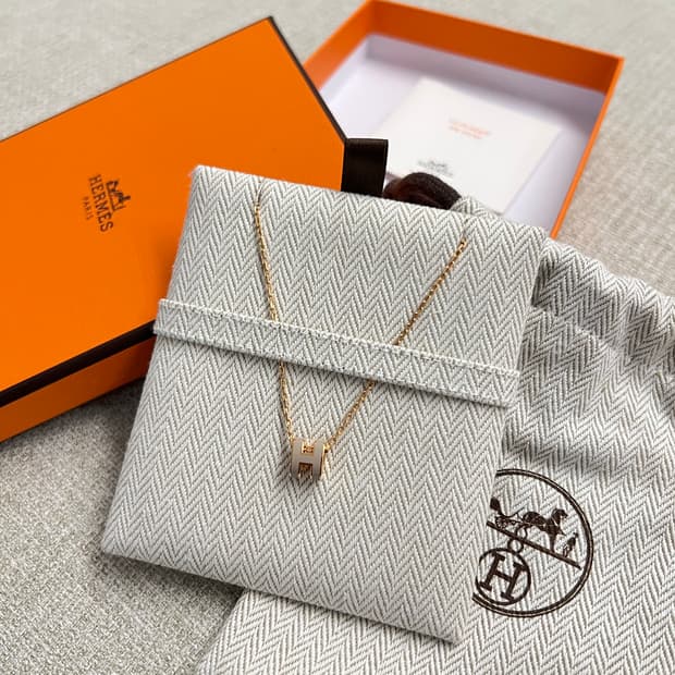 (정품 풀세트) 에르메스 팝아슈 목걸이 (마론글라쎄 로즈골드)