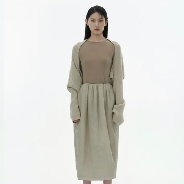 아모멘토 리브드 머플러 베이지