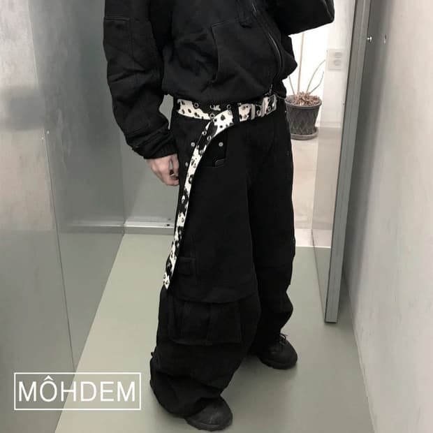 [Unisex] 카우 레오파드 송치털 웨스턴 롱 벨트