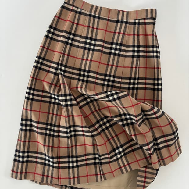 Burberrys 버버리 노바체크 플리츠 울 미디 스커트 
