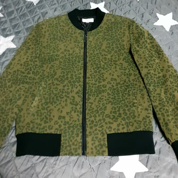 ALBENT 레오파드패턴 블루종 집업자켓 카키 (L)