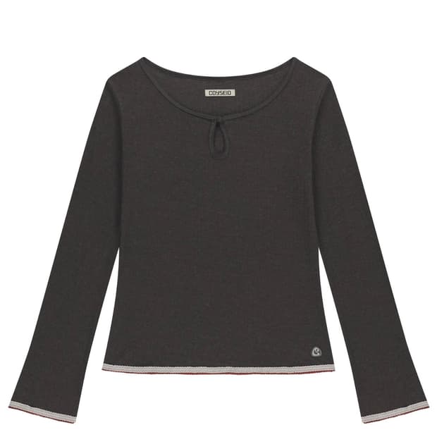 코이세이오 EYELET LACE LONGSLEEVES ASH BROWN