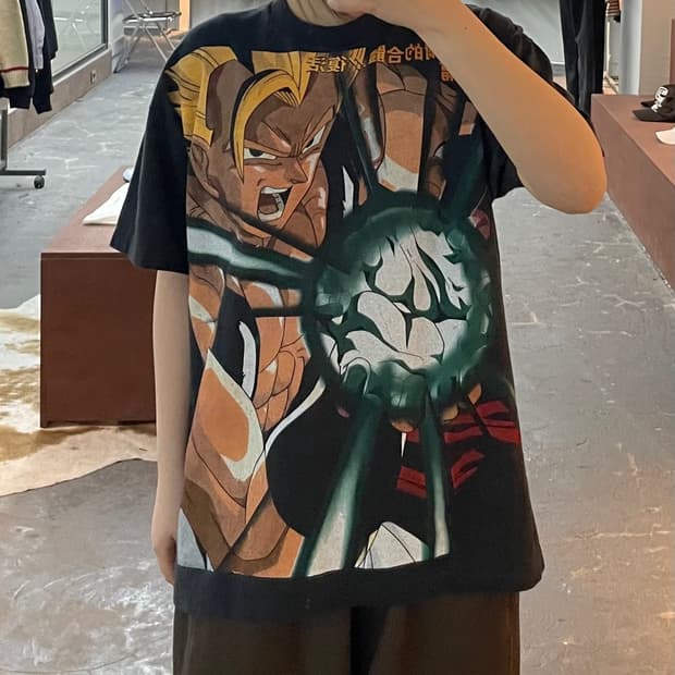 빈티지 드래곤볼 Z손오공 복각 블랙 반팔티 H2498