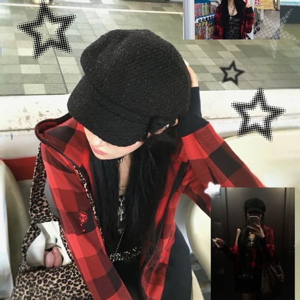 베이프 베이비마일로 작사 레드 체크 나나깔 펑크 후드집업