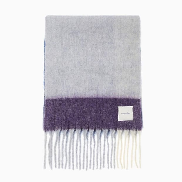 캘빈클라인 남녀공용 패치로고 배색 체크 머플러 4D8070G 0S0