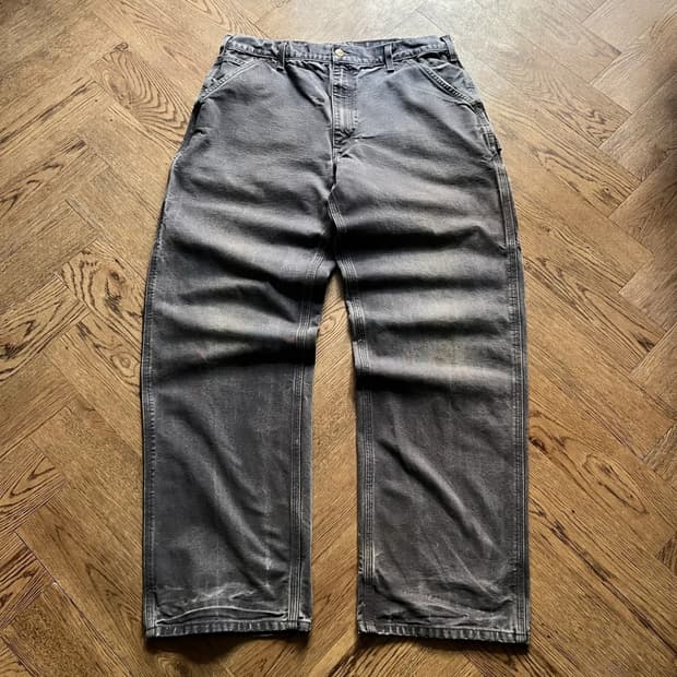 [36]칼하트 USA 하드 페이딩 페트롤 블루 카펜터 싱글니 워크 팬츠