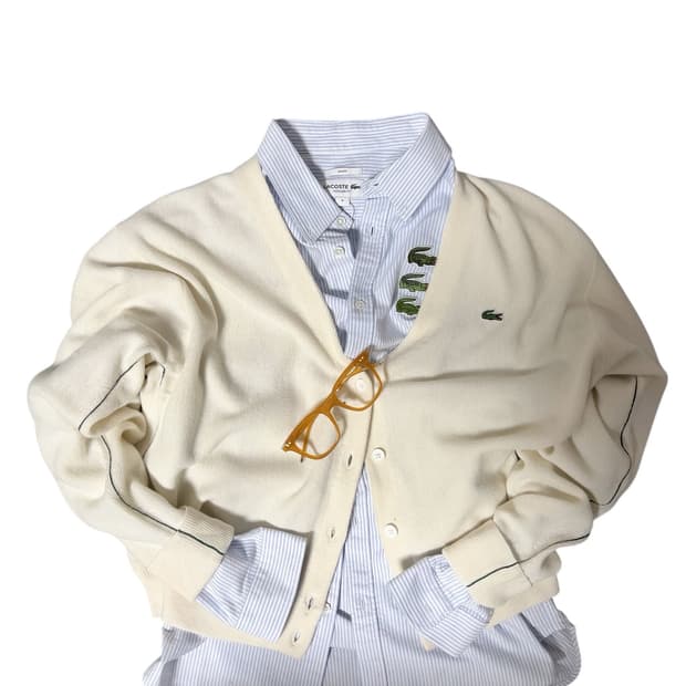 (새상품) 라코스테 아이보리 니트 가디건 40