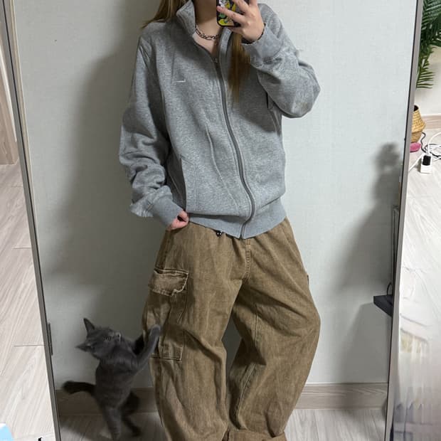 나이키 코튼 그레이 집업져지