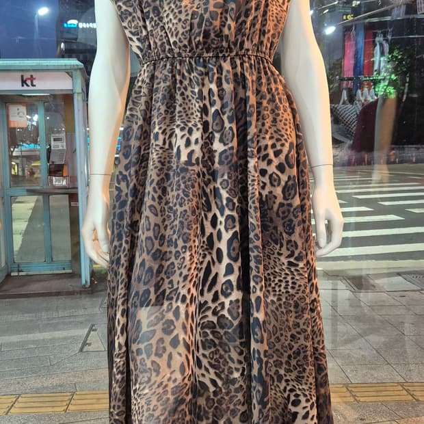 호피무늬 롱원피스 55 66