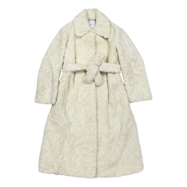 DUNST 던스트 와이드 벨티드 테디 뽀글이 롱코트 아이보리 S