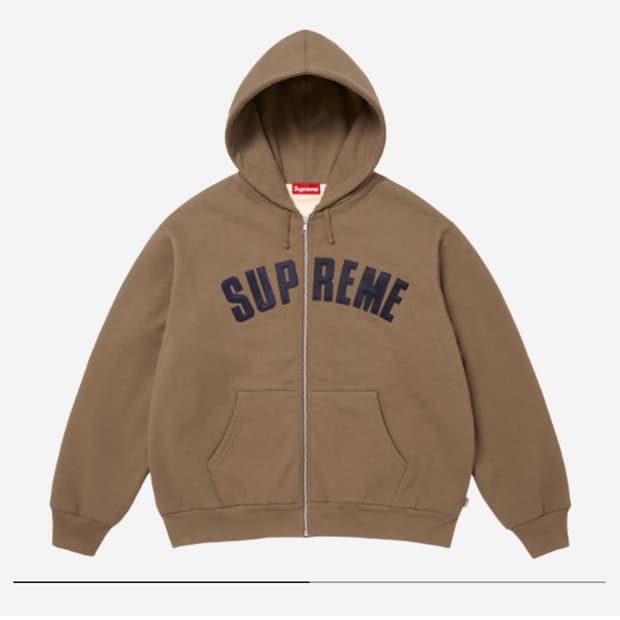 슈프림 아크 써멀 라인드 집업 후드 스웨트셔츠 더스티 브라운 - 25FW