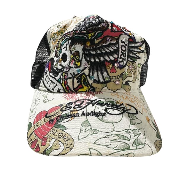 에드하디 스컬 큐빅 트러커 메쉬 볼캡