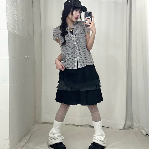 빈티지 모리걸 도트 레이어드 세트 하구미 일괄 판매 급처