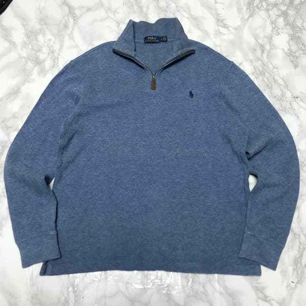 폴로 랄프로렌 반집업 니트 스카이블루