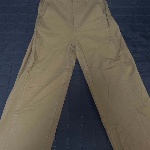 스냅버튼 와이드 코튼 팬츠 베이지