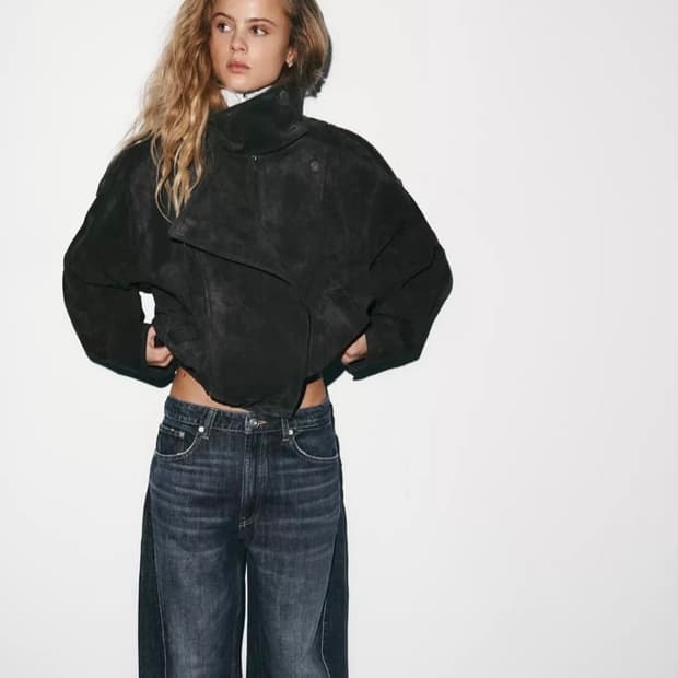 [S]Zara 생로랑 스웨이드 가죽 바이커 자켓