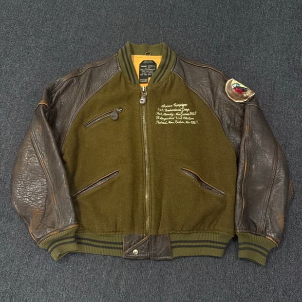 AVIREX 1980s 아비렉스 G2 울 가죽 봄버 자켓