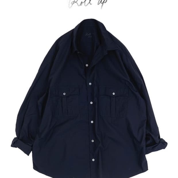 Roll Up Cotton Shirt - Navy 2025 버전