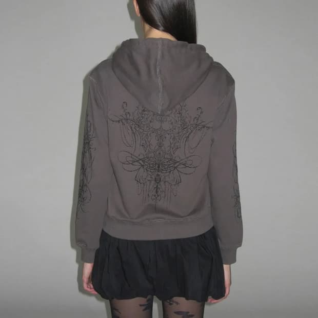 파르티멘토 우먼 타투 후디 집업 (차콜)