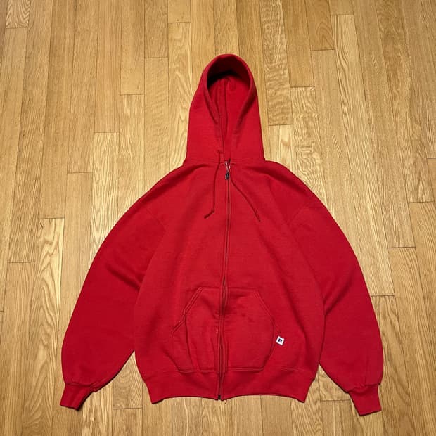[L] 90s USA 빈티지 러셀 후드집업 레드